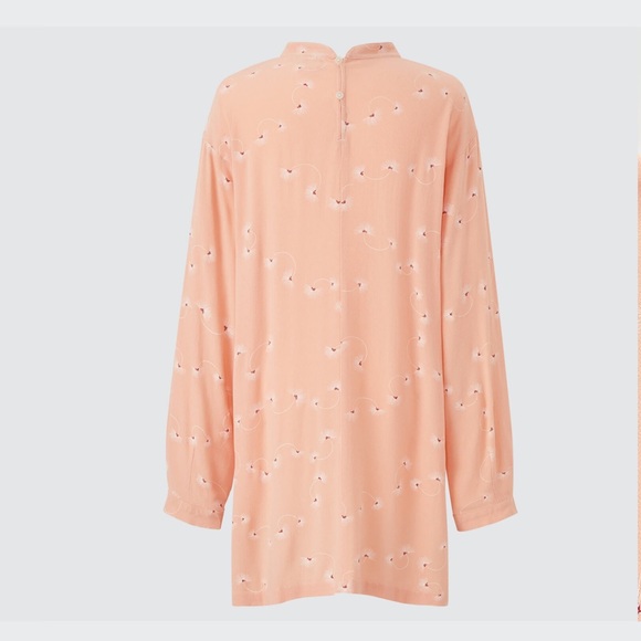 UNIQLO Rayon Georgette Floral Printed Long Sleeve Tunic Top Button Womens Medium - Picture 4 of 10